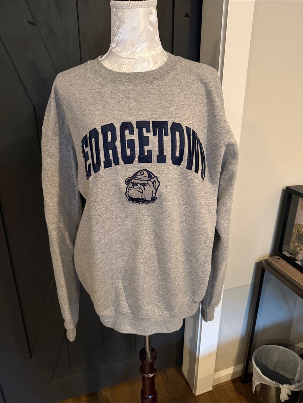 Champion Gray Crewneck Sweatshirt with Navy 'FORGETOWN' Graphic